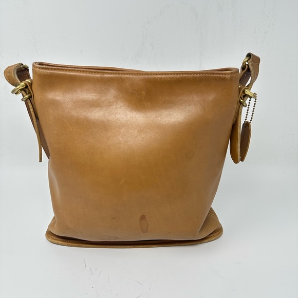 Vintage COACH 9806 Tan Brown Leather Equestrian Slim Bucket Shoulder Bag USA - Picture 2 of 14